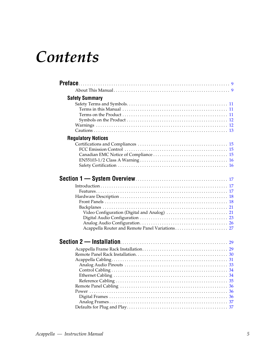 Grass Valley Acappella v.3.1.0 User Manual | Page 5 / 110