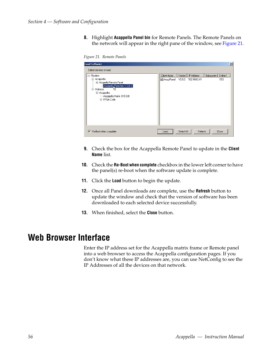 Web browser interface | Grass Valley Acappella v.3.1.0 User Manual | Page 56 / 110