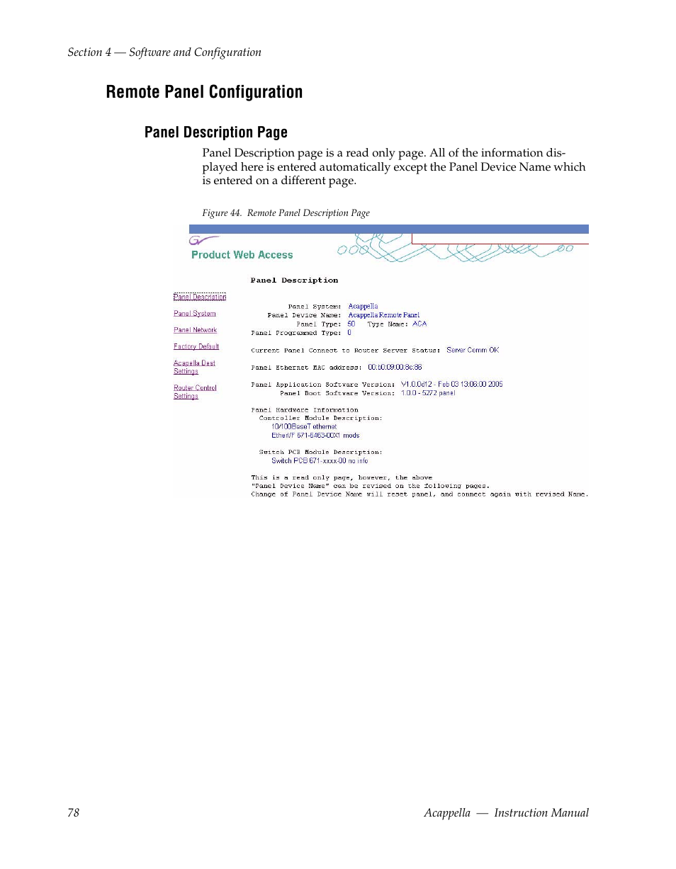 Remote panel configuration | Grass Valley Acappella v.3.1.0 User Manual | Page 78 / 110