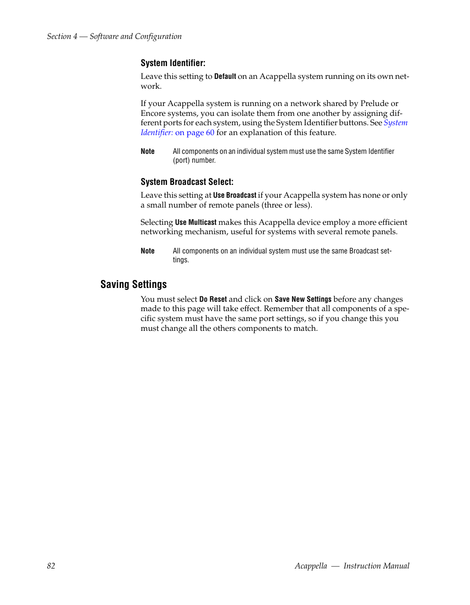 Saving settings | Grass Valley Acappella v.3.1.0 User Manual | Page 82 / 110