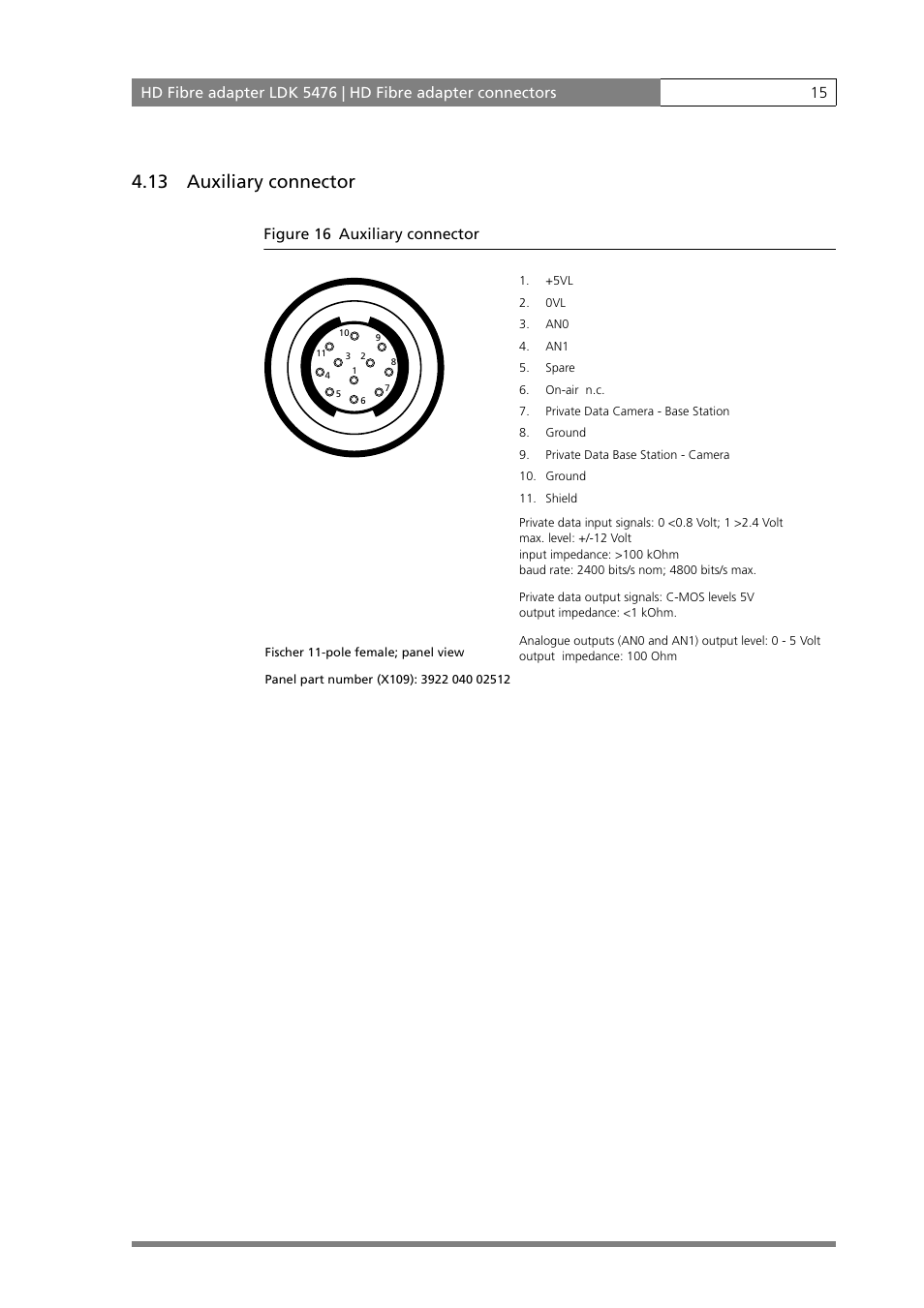 13 auxiliary connector | Grass Valley LDK 5476 User Manual | Page 15 / 16