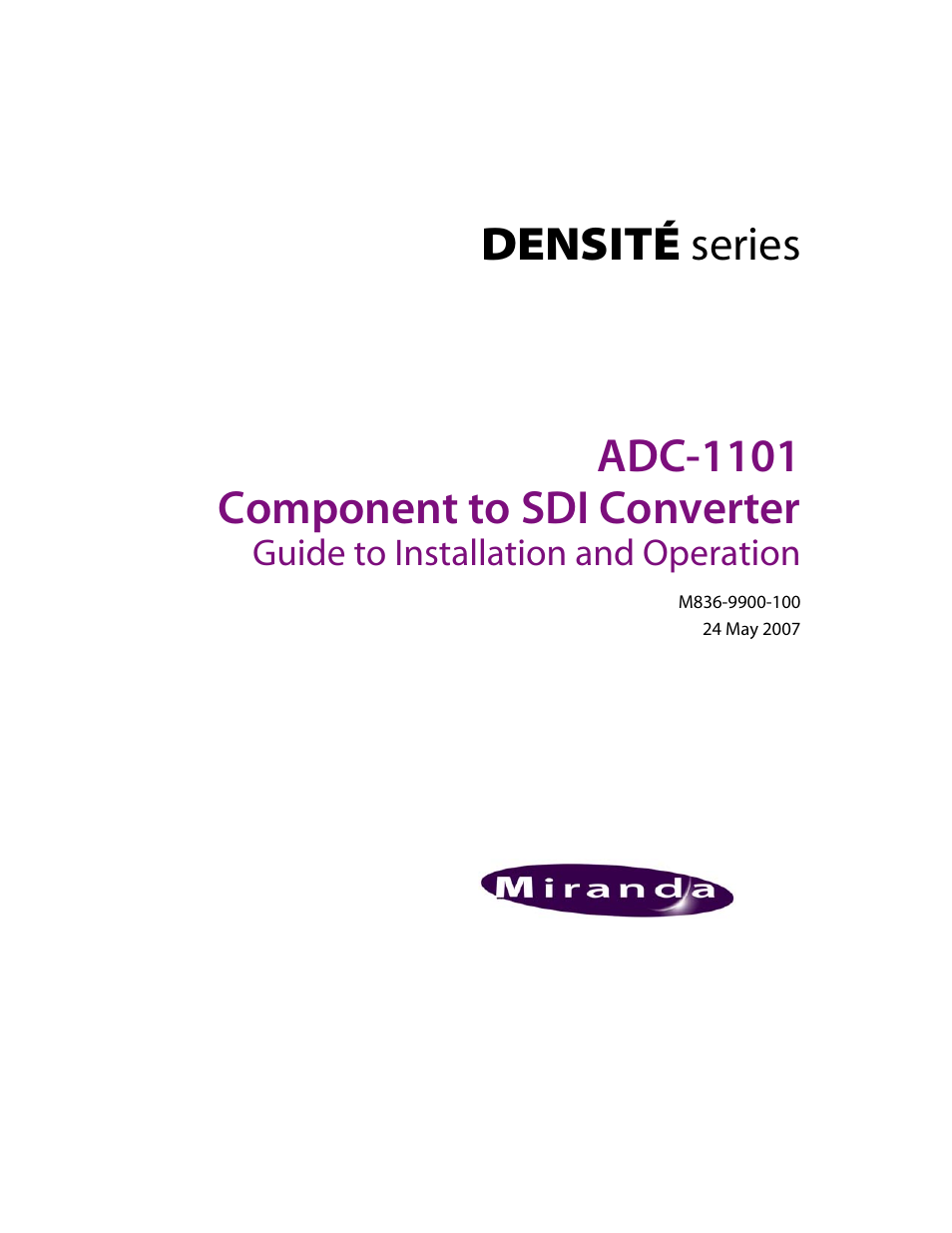 Grass Valley ADC-1101 User Manual | 27 pages
