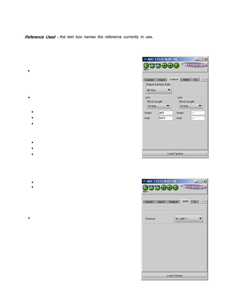 3 the output panel, 4 the msb panel | Grass Valley ADC-1722 User Manual | Page 17 / 22