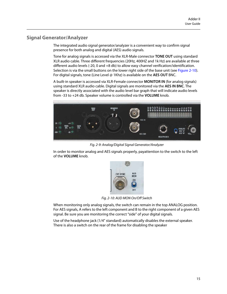 Signal generator/analyzer | Grass Valley Adder II User Manual | Page 19 / 41