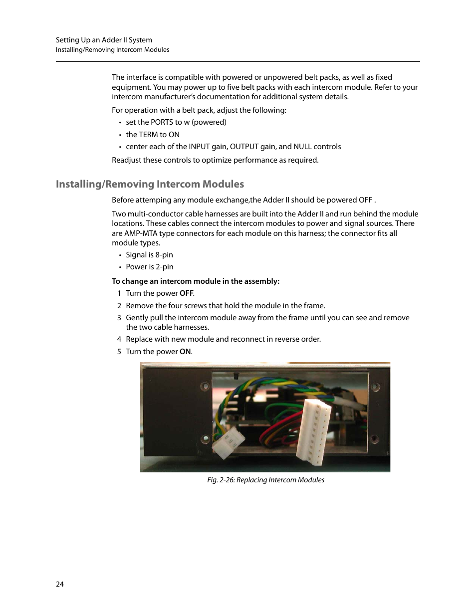 Installing/removing intercom modules | Grass Valley Adder II User Manual | Page 28 / 41