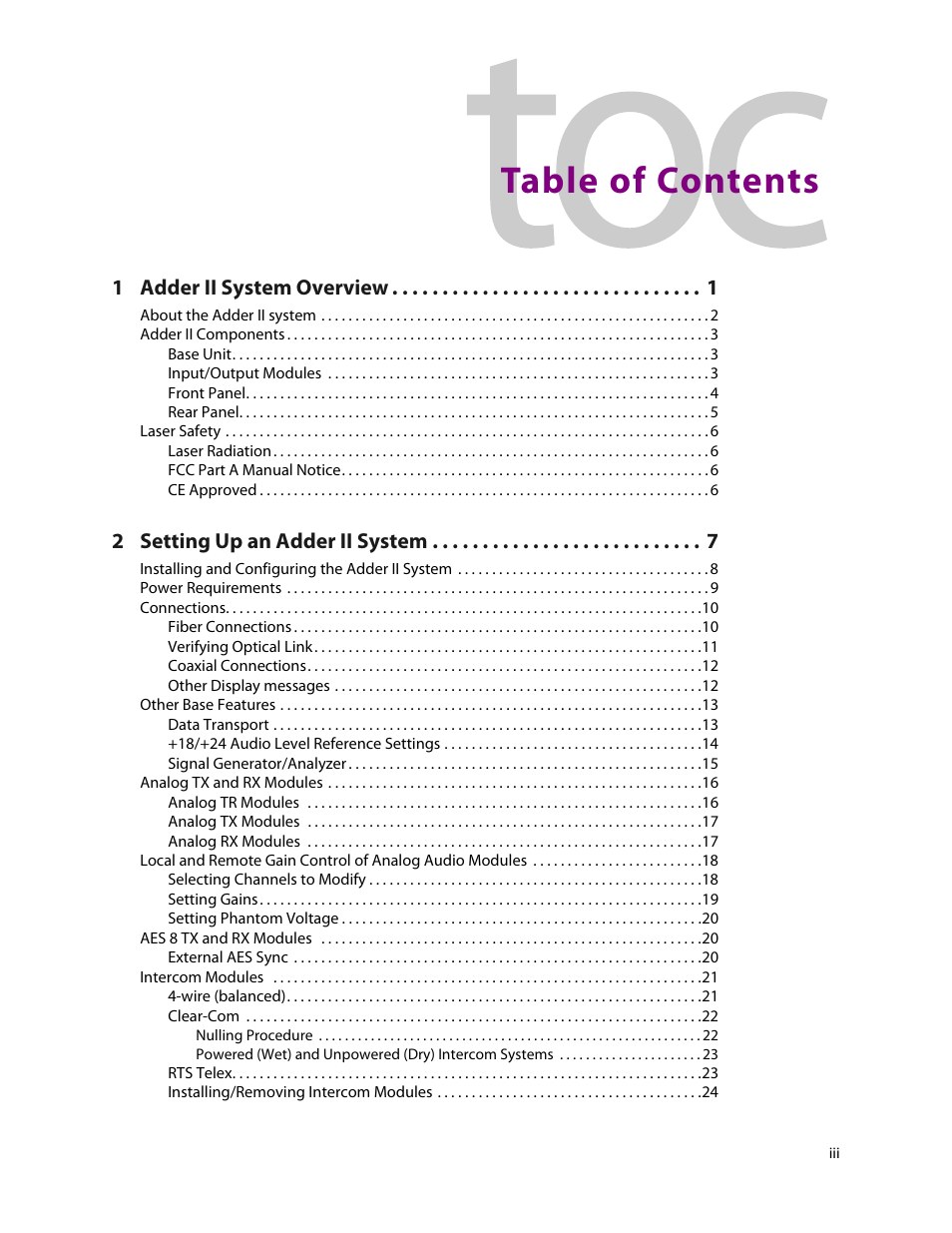 Grass Valley Adder II User Manual | Page 3 / 41