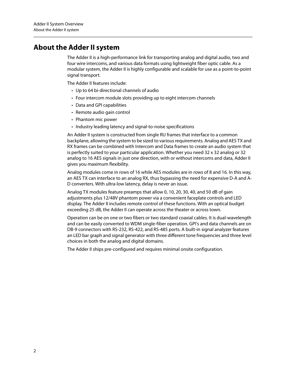 About the adder ii system | Grass Valley Adder II User Manual | Page 6 / 41