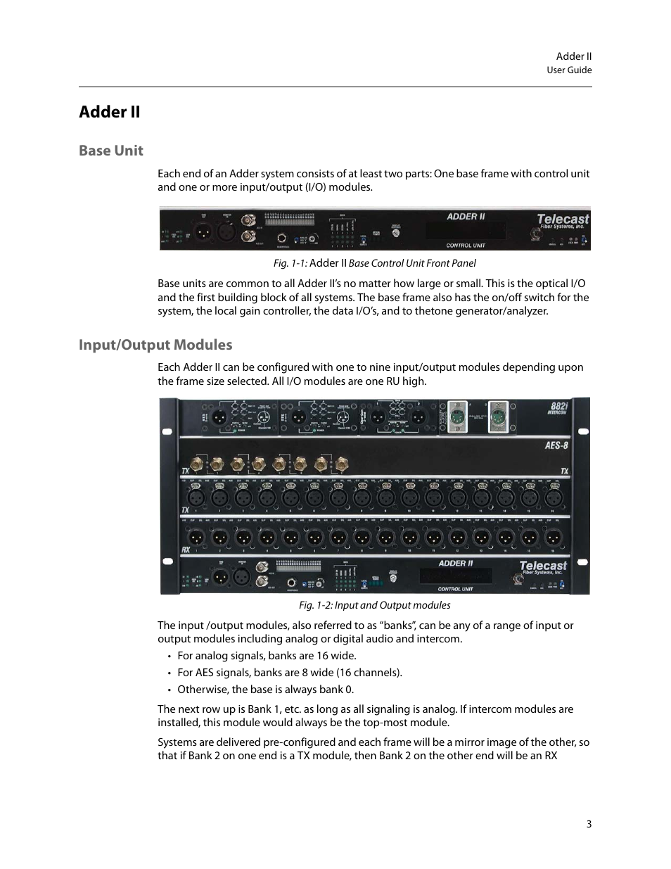 Adder ii components, Base unit, Input/output modules | Base unit input/output modules | Grass Valley Adder II User Manual | Page 7 / 41