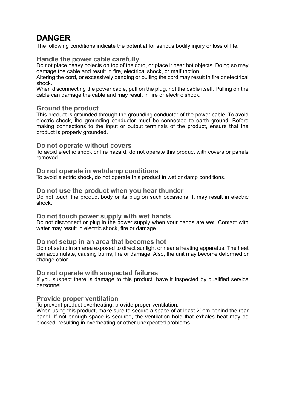 Danger | Grass Valley ADVC G2 User Manual | Page 3 / 30