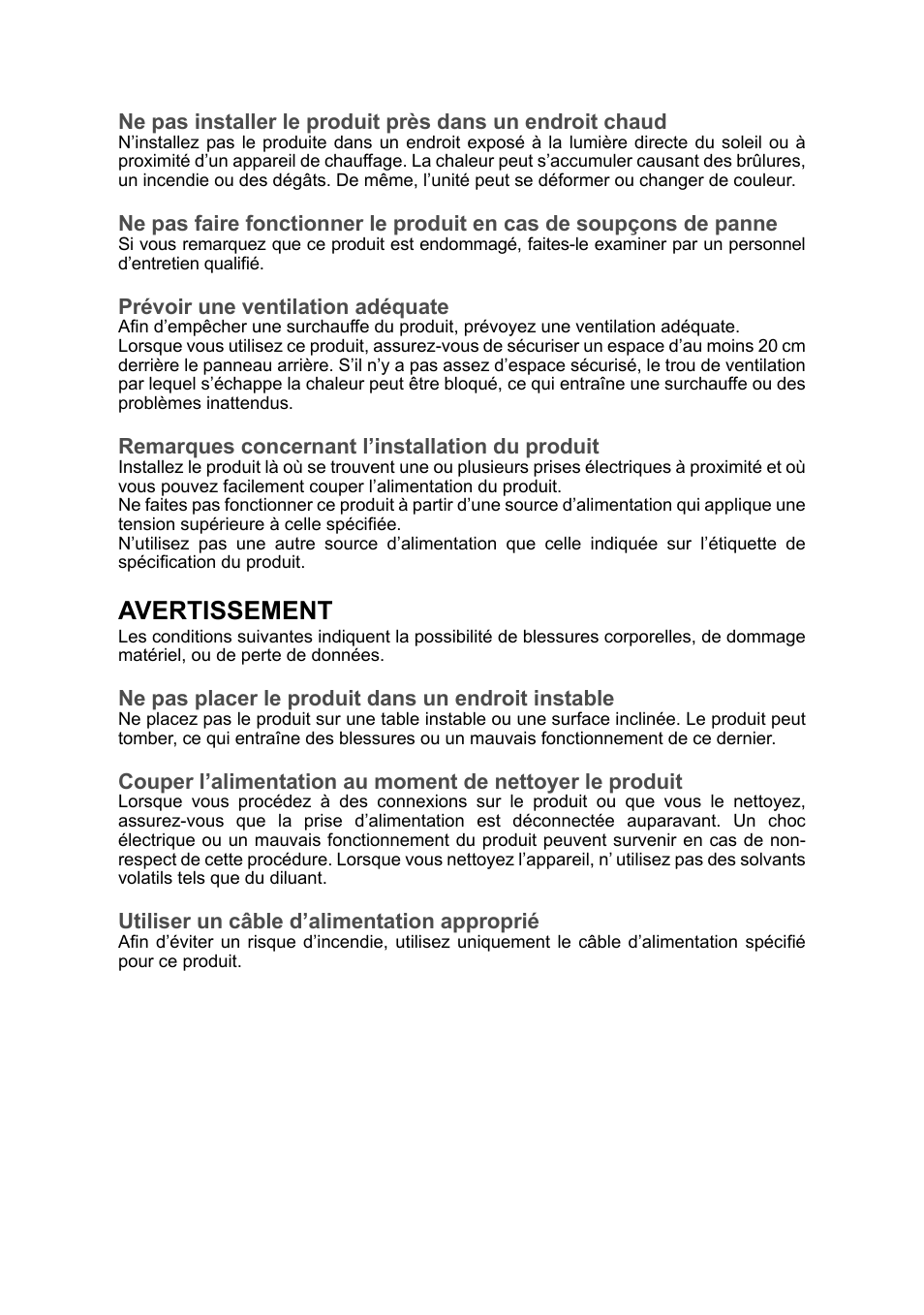 Avertissement | Grass Valley ADVC G2 User Manual | Page 9 / 30