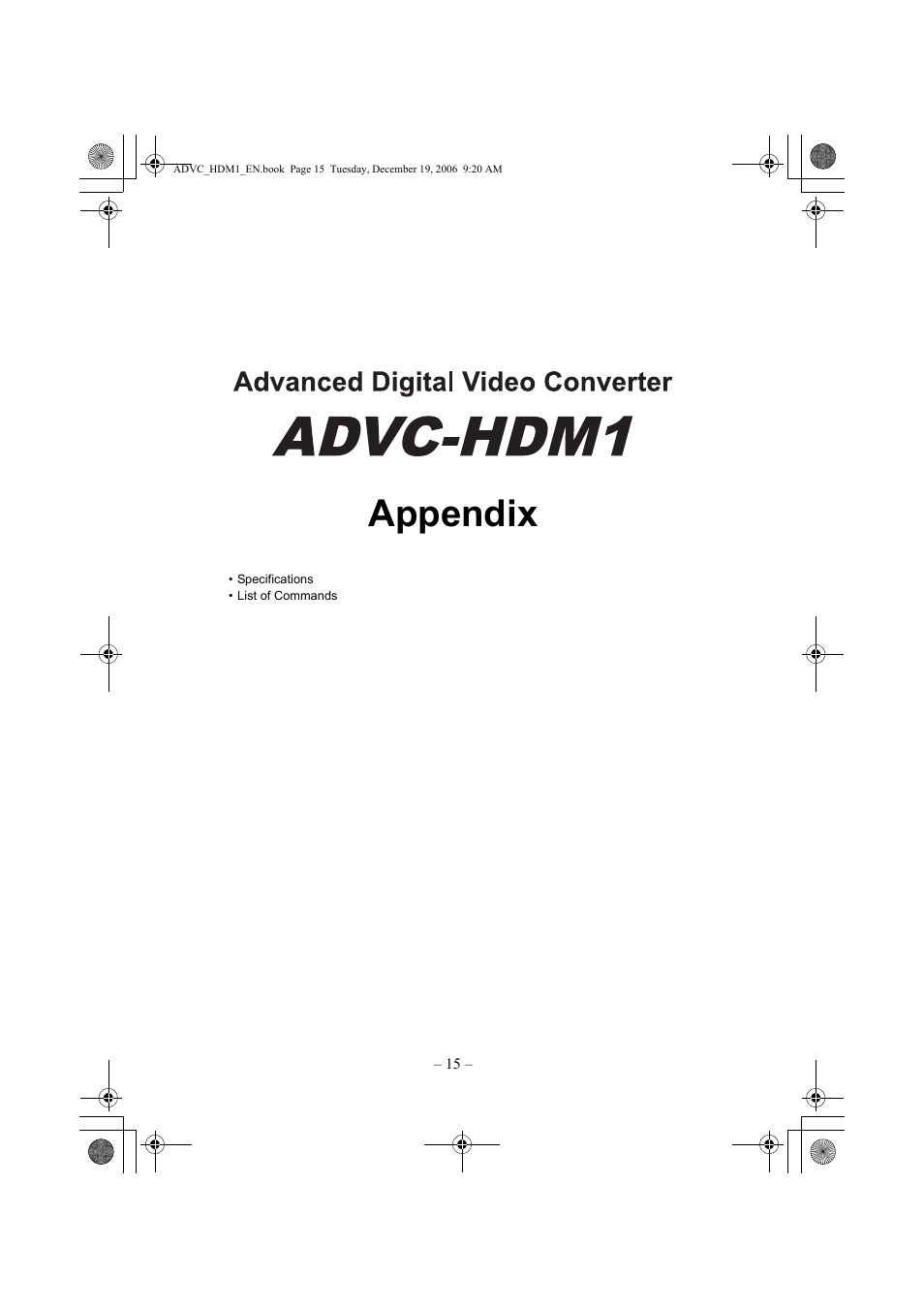 Appendix | Grass Valley ADVC-HDM1 User Manual | Page 18 / 28