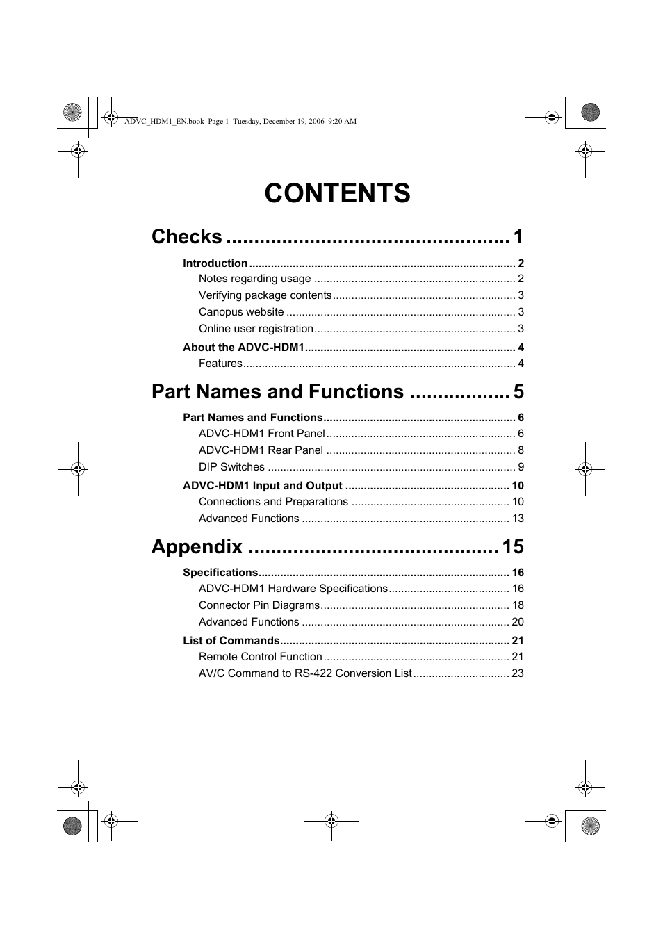 Grass Valley ADVC-HDM1 User Manual | Page 3 / 28