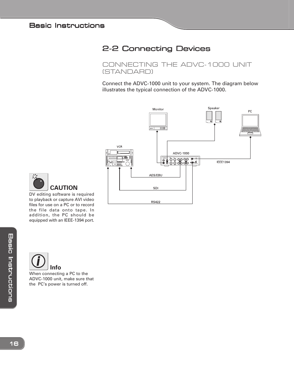 2 connecting devices | Grass Valley ADVC-1000 User Manual | Page 24 / 44