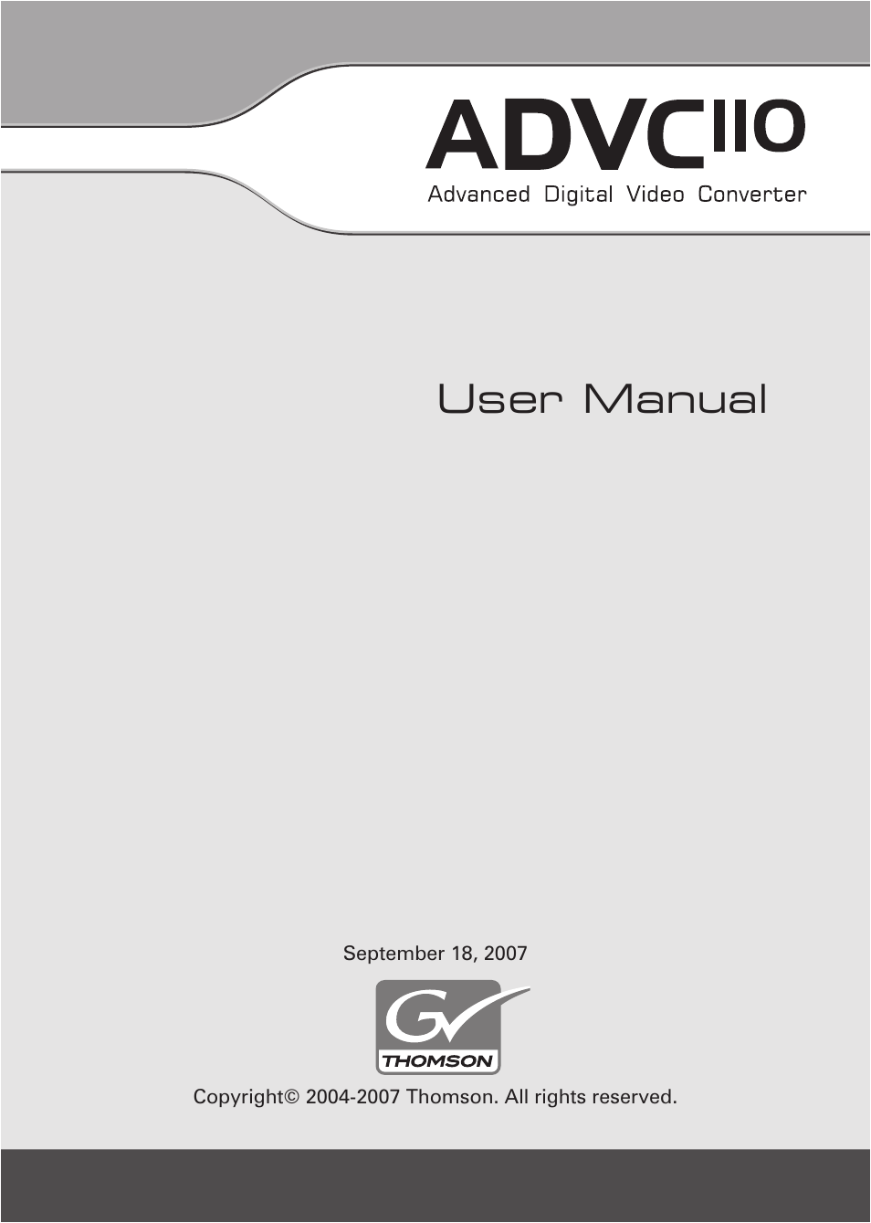 Grass Valley ADVC-110 User Manual | 20 pages