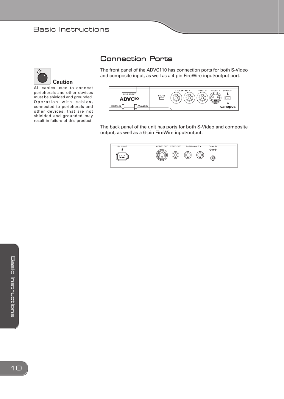 Basic instructions | Grass Valley ADVC-110 User Manual | Page 10 / 20