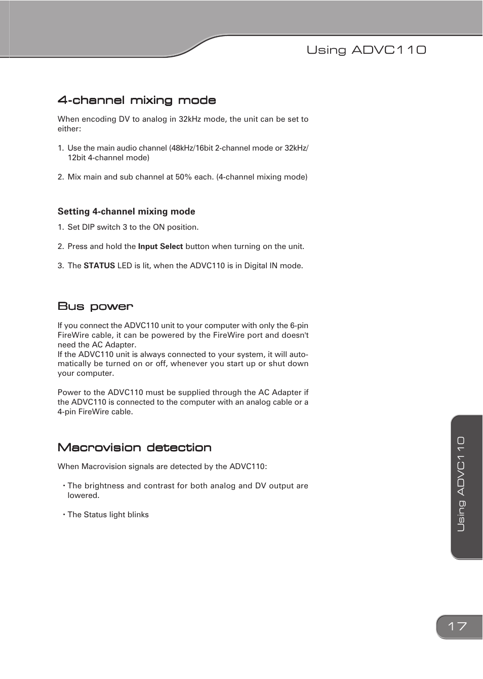 Using advc110 | Grass Valley ADVC-110 User Manual | Page 17 / 20