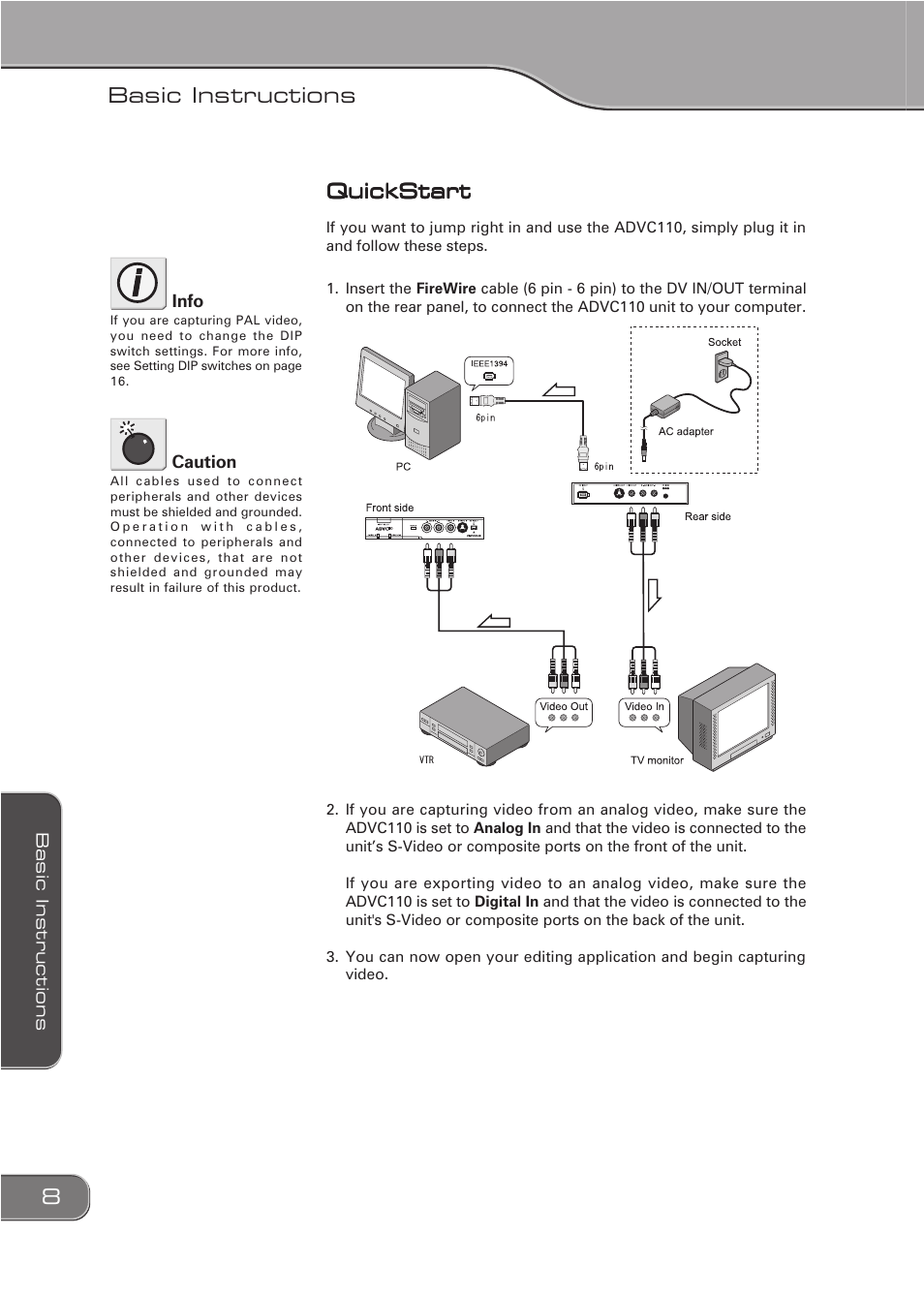 Basic instructions | Grass Valley ADVC-110 User Manual | Page 8 / 20