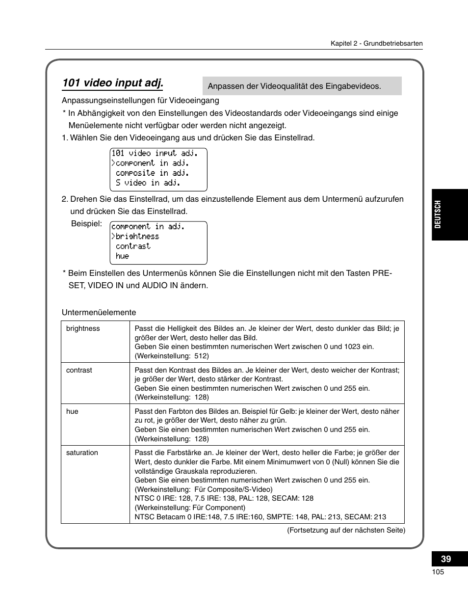 101 video input adj | Grass Valley ADVC-3000 User Manual | Page 103 / 192
