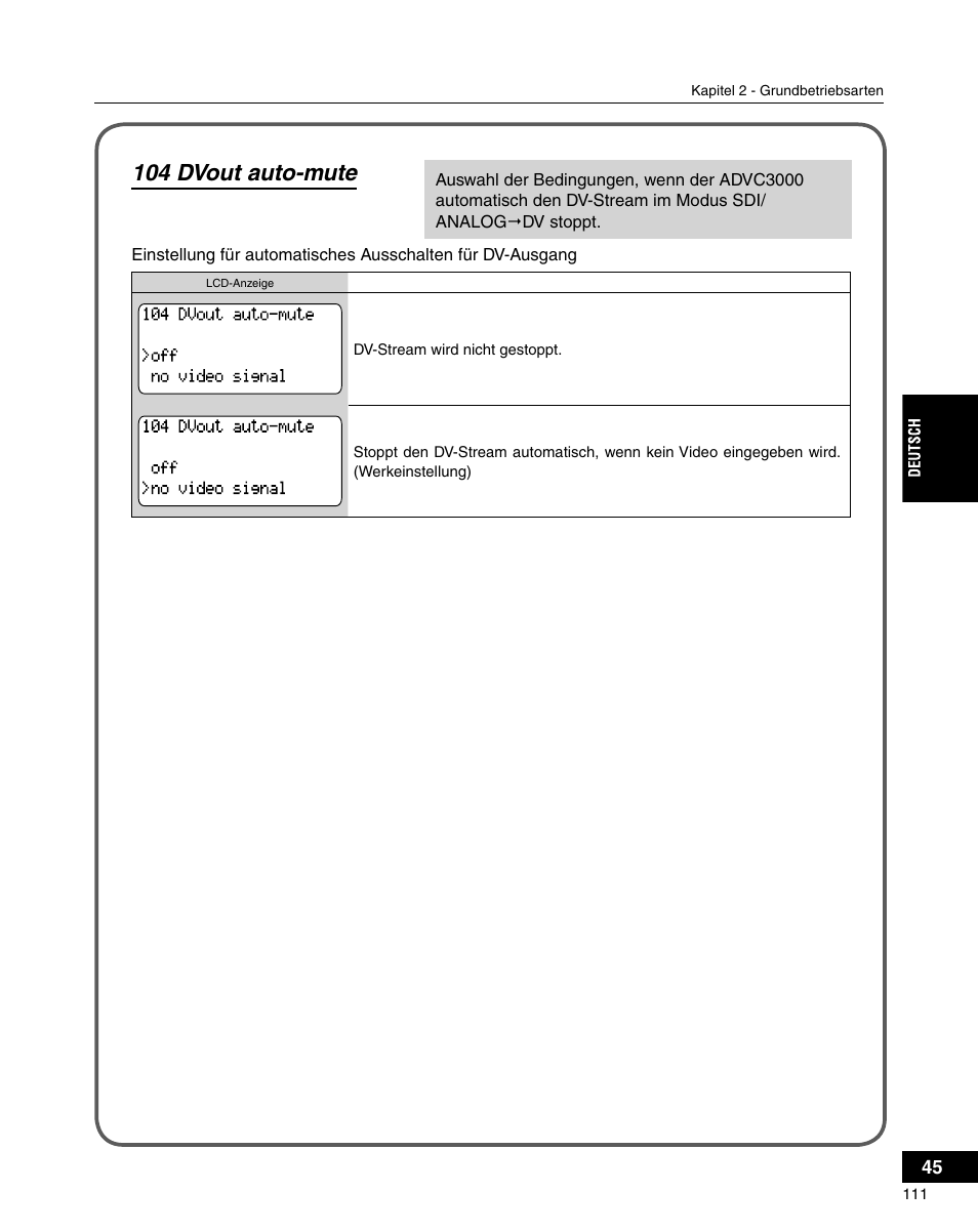 104 dvout auto-mute | Grass Valley ADVC-3000 User Manual | Page 109 / 192