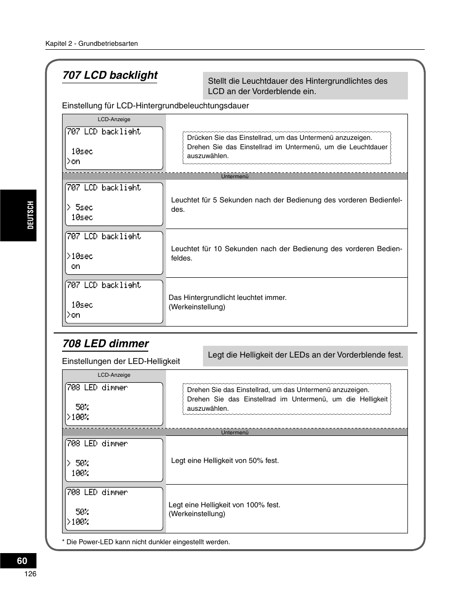 707 lcd backlight, 708 led dimmer | Grass Valley ADVC-3000 User Manual | Page 124 / 192