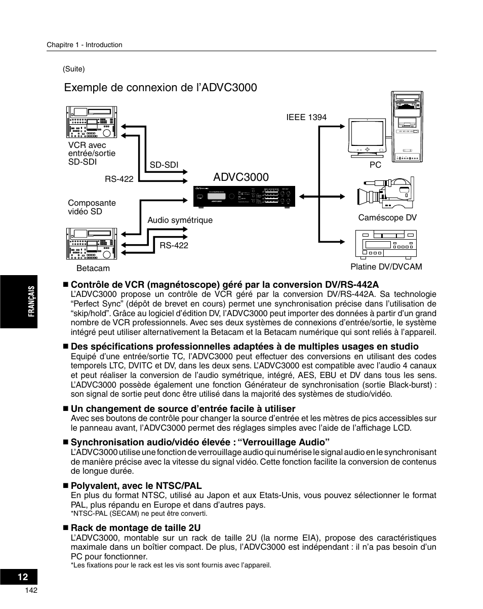Exemple de connexion de l’advc3000, Advc3000 | Grass Valley ADVC-3000 User Manual | Page 140 / 192