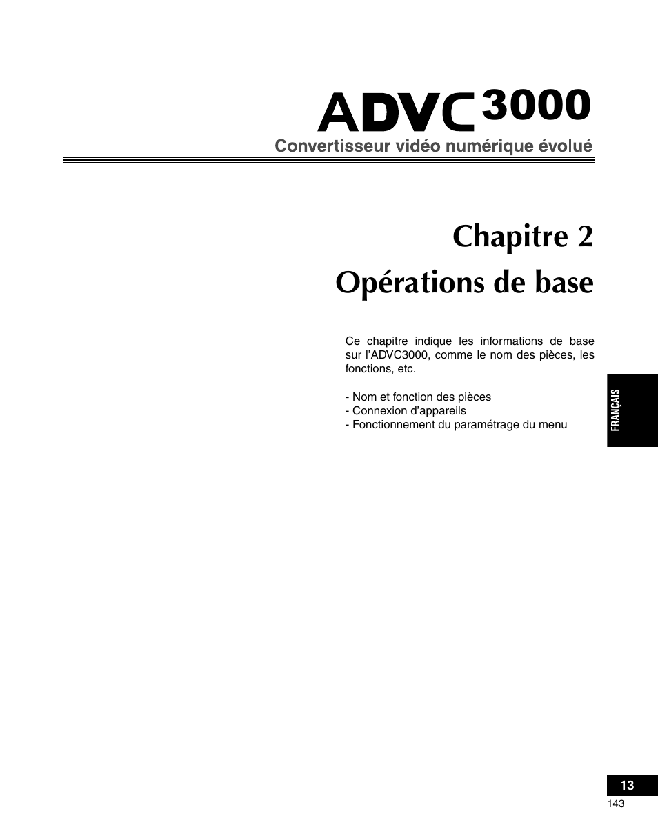 Chapitre 2 opérations de base | Grass Valley ADVC-3000 User Manual | Page 141 / 192