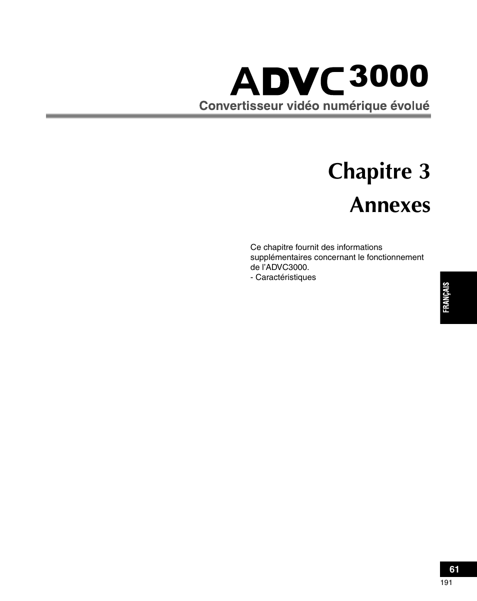 Chapitre 3 annexes | Grass Valley ADVC-3000 User Manual | Page 189 / 192