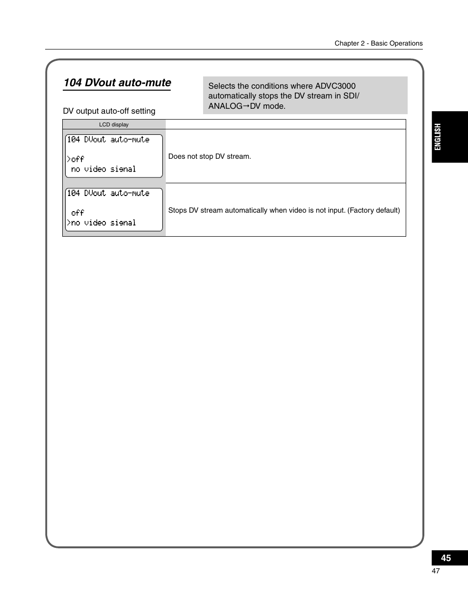 104 dvout auto-mute | Grass Valley ADVC-3000 User Manual | Page 45 / 192