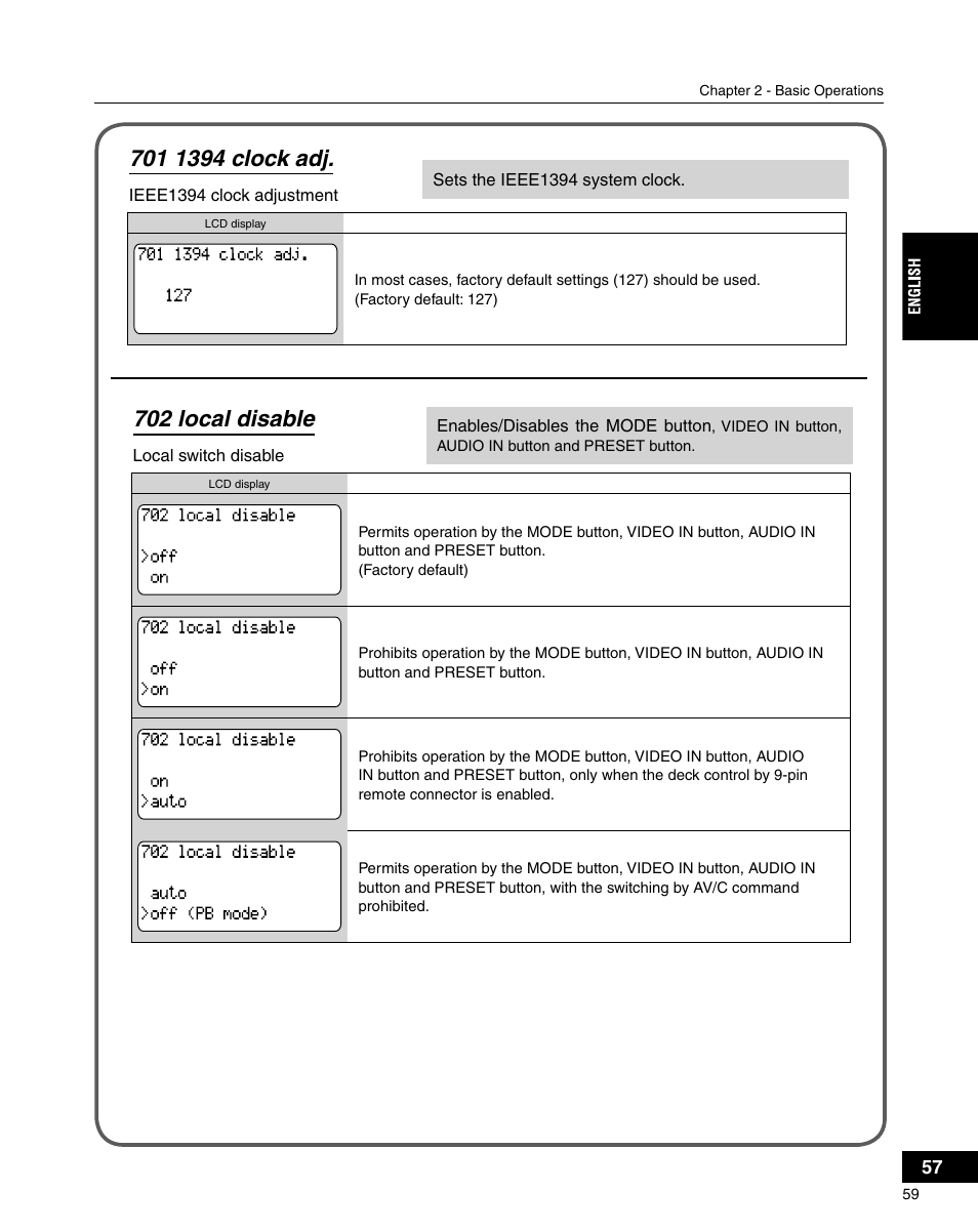 702 local disable | Grass Valley ADVC-3000 User Manual | Page 57 / 192