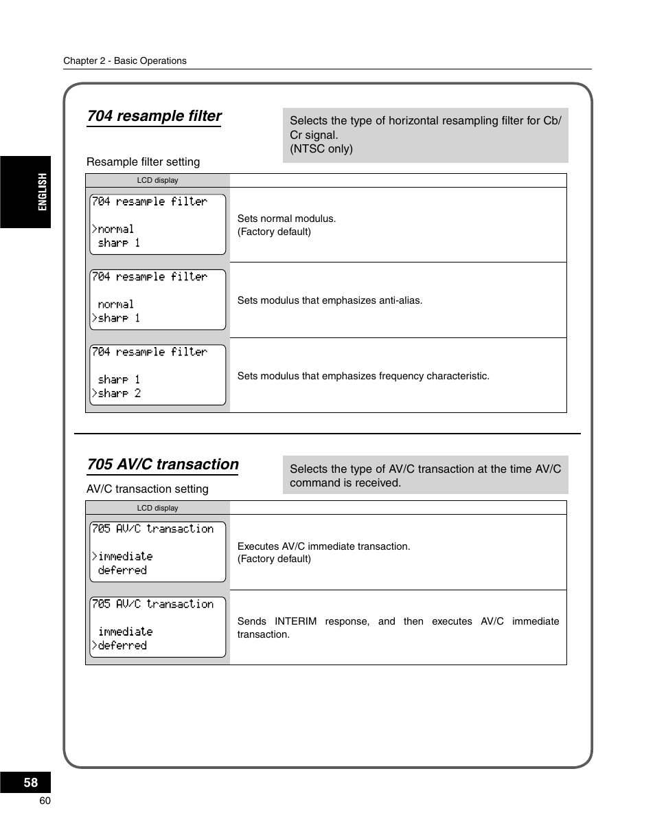 704 resample fi lter, 705 av/c transaction | Grass Valley ADVC-3000 User Manual | Page 58 / 192