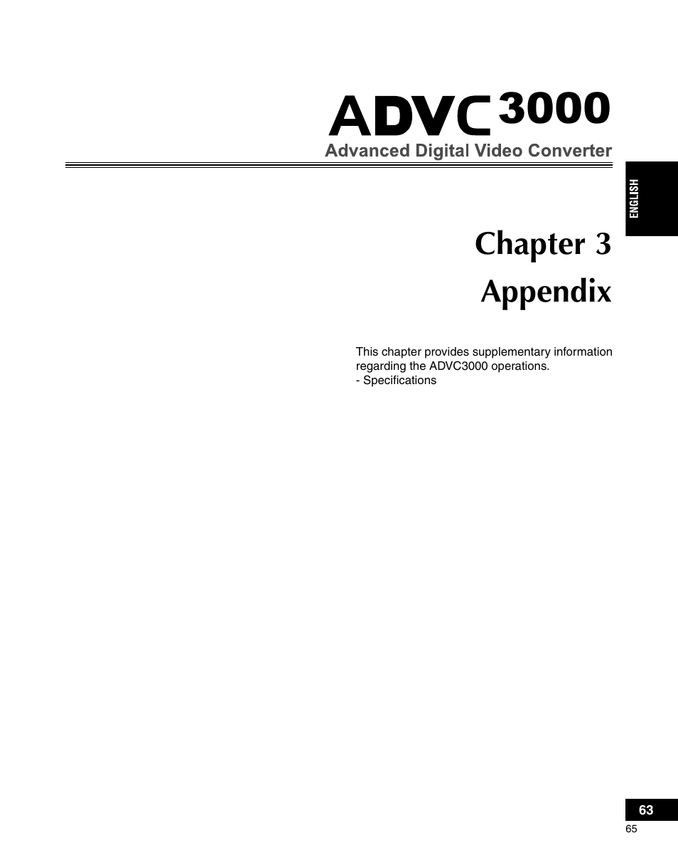 Chapter 3 appendix | Grass Valley ADVC-3000 User Manual | Page 63 / 192