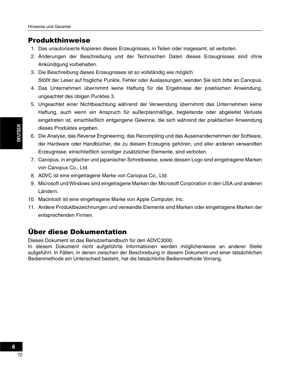Produkthinweise, Über diese dokumentation | Grass Valley ADVC-3000 User Manual | Page 70 / 192