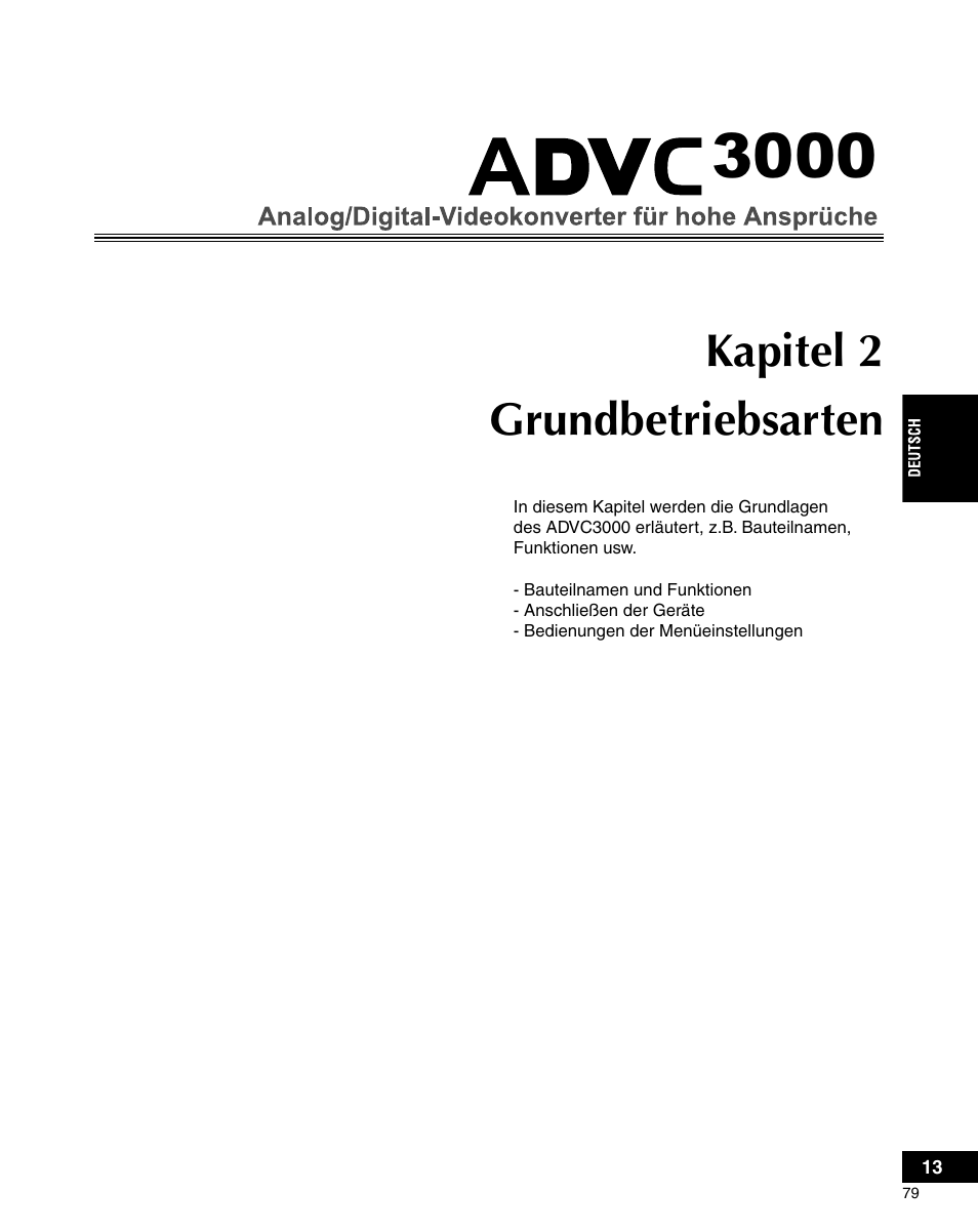 Kapitel 2 grundbetriebsarten | Grass Valley ADVC-3000 User Manual | Page 77 / 192