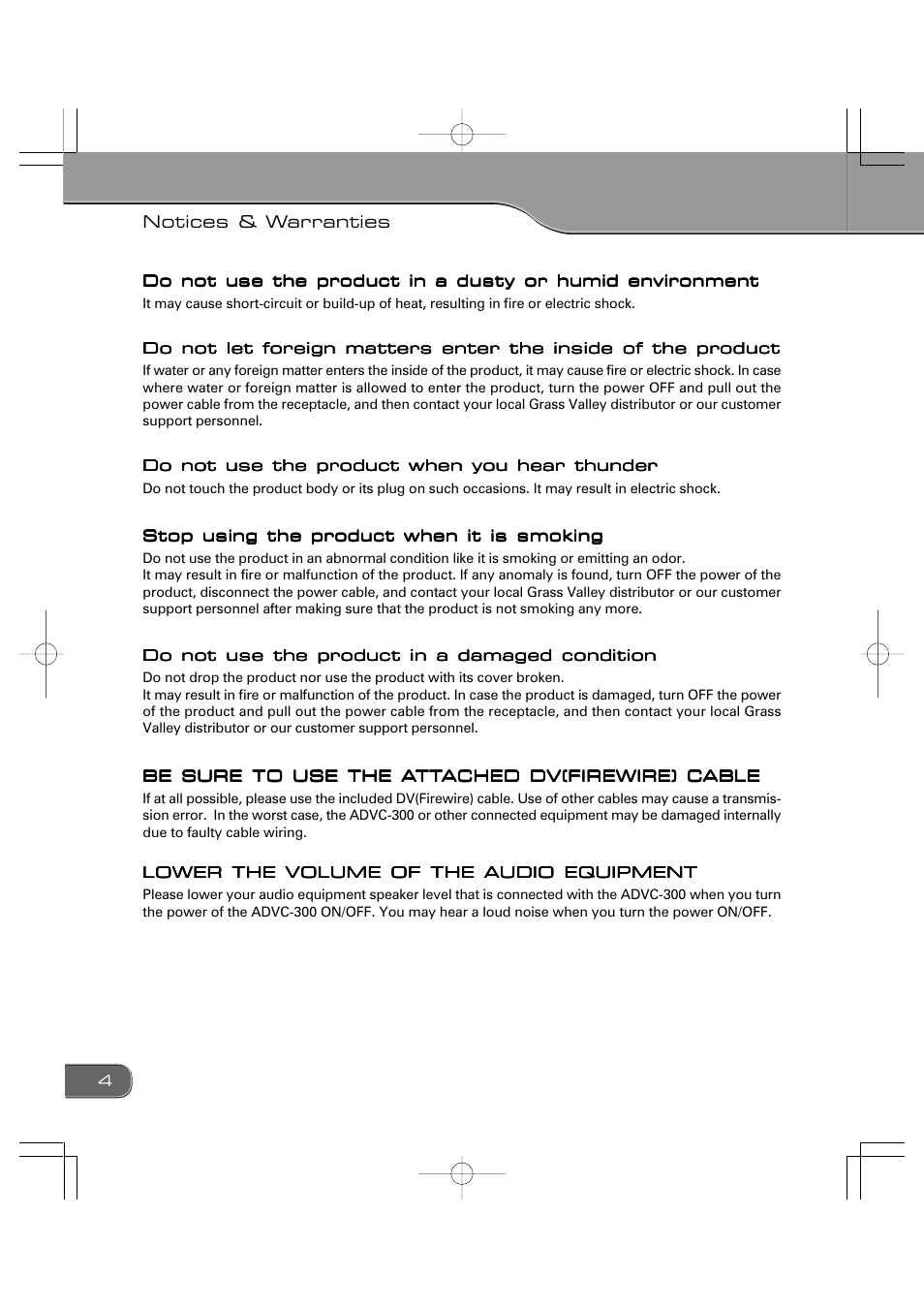 Grass Valley ADVC-300 User Manual | Page 4 / 52