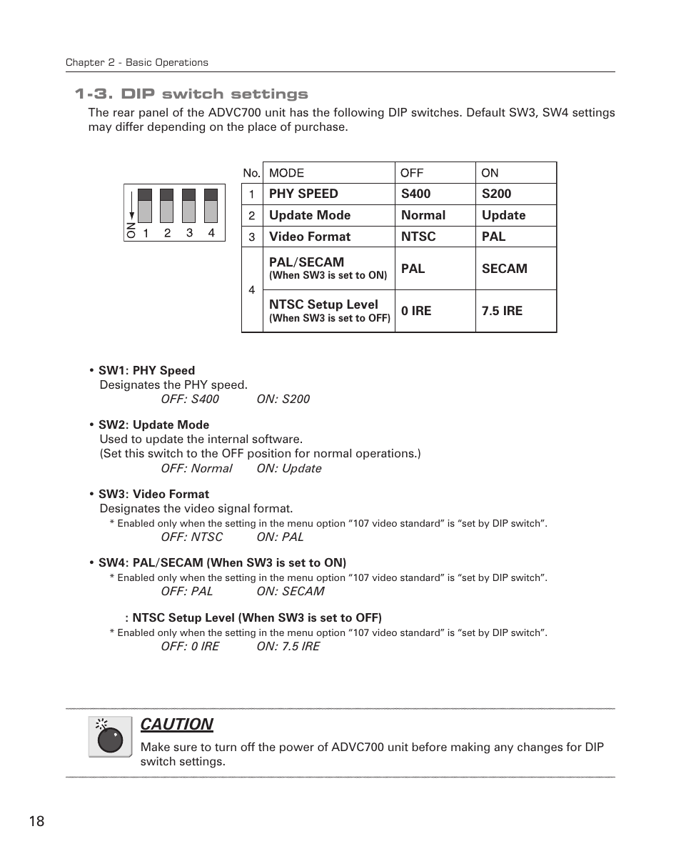 Caution | Grass Valley ADVC-700 User Manual | Page 18 / 52