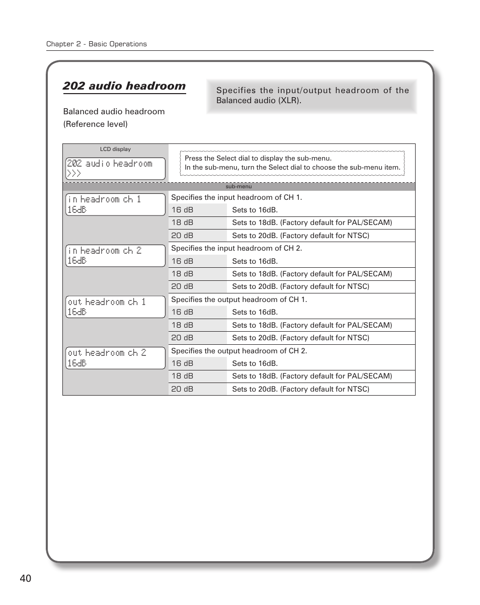 202 audio headroom | Grass Valley ADVC-700 User Manual | Page 40 / 52