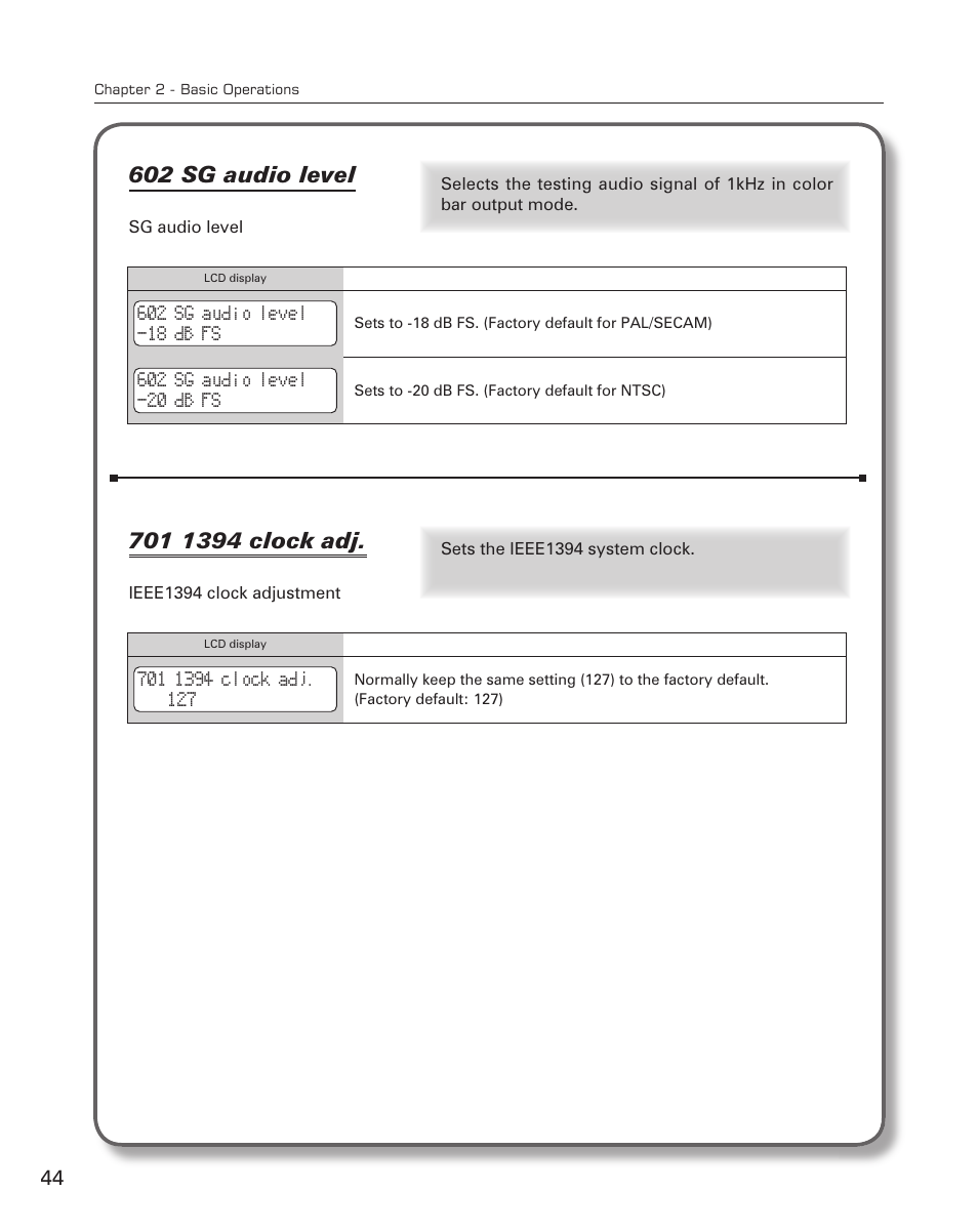 602 sg audio level | Grass Valley ADVC-700 User Manual | Page 44 / 52