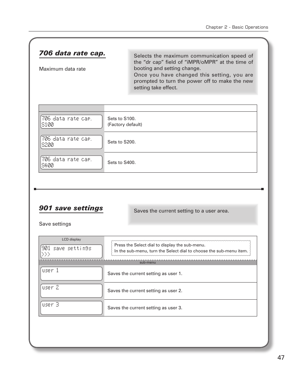 706 data rate cap, 901 save settings | Grass Valley ADVC-700 User Manual | Page 47 / 52