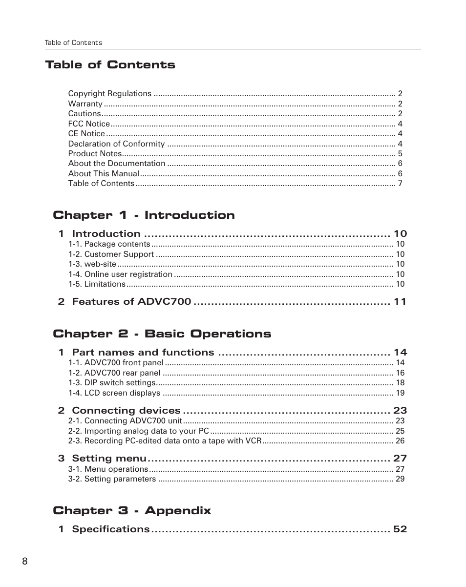 Grass Valley ADVC-700 User Manual | Page 8 / 52
