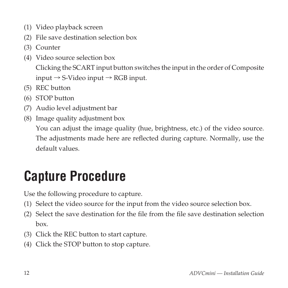 Capture procedure | Grass Valley ADVCmini User Manual | Page 12 / 14
