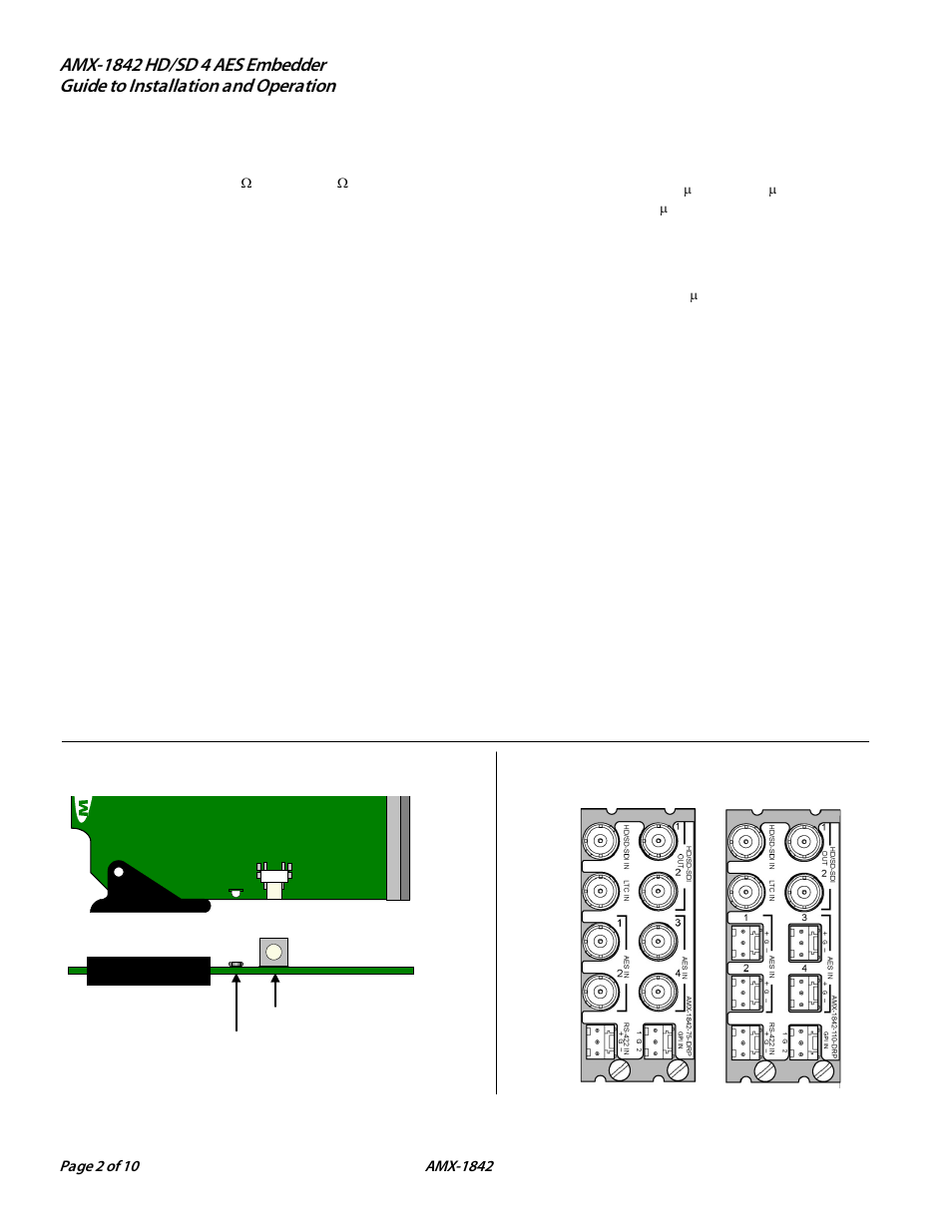 Amx-1842, Specifications(cont’d) | Grass Valley AMX-1842 User Manual | Page 2 / 10