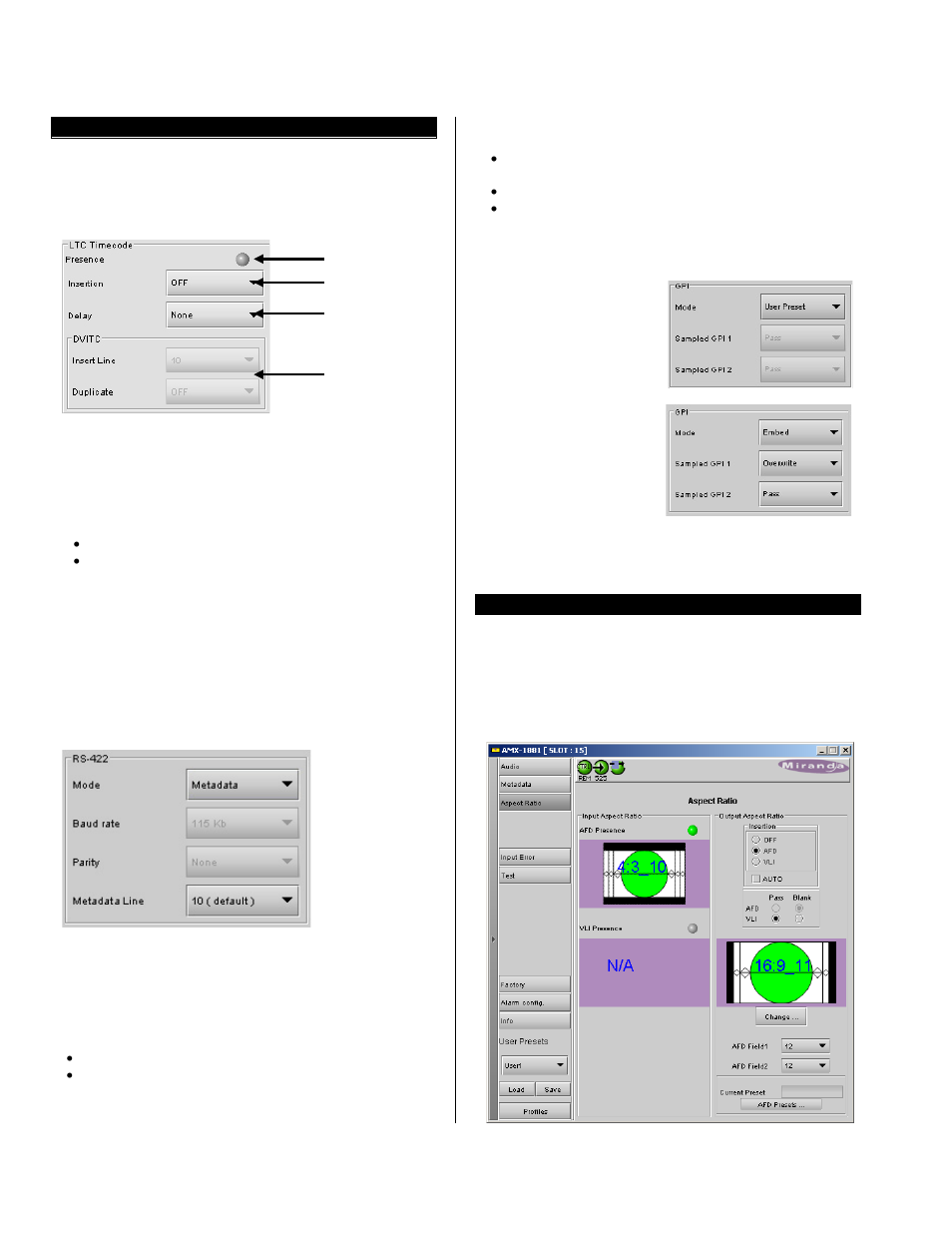 Metadata, Aspect ratio | Grass Valley AMX-1881 User Manual | Page 10 / 19