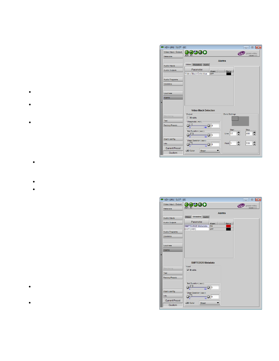 2 alarms – metadata panel | Grass Valley ADX-1901 User Manual | Page 29 / 49