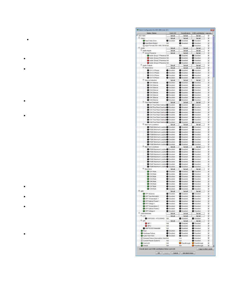 13 alarm config panel, Section 5.16 | Grass Valley ADX-1901 User Manual | Page 37 / 49