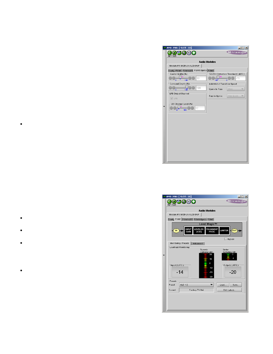 Upmix configuration, 3 loudness monitoring | Grass Valley AMX-3981 2014 User Manual | Page 100 / 118