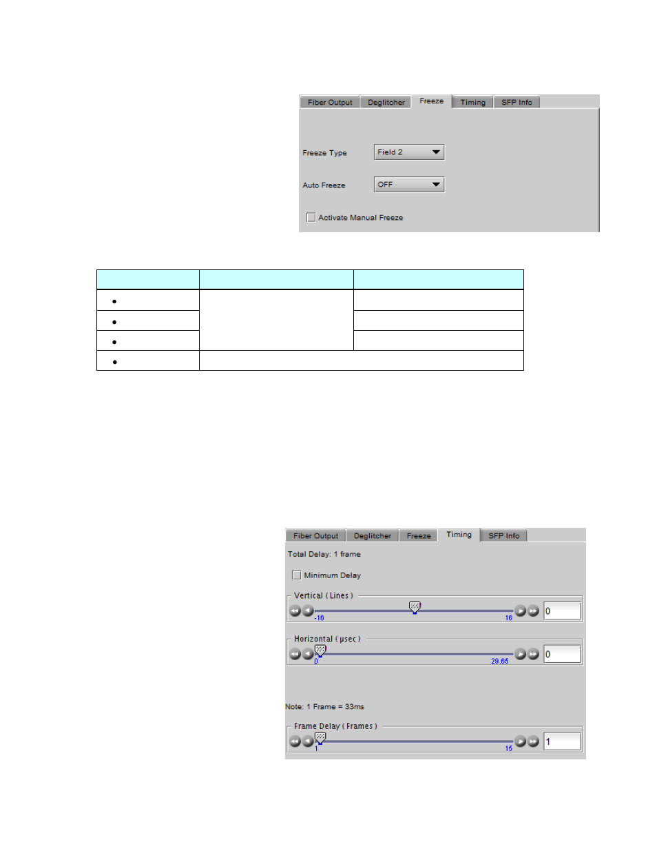 3 freeze tab, 4 timing tab | Grass Valley AMX-3981 2014 User Manual | Page 24 / 118