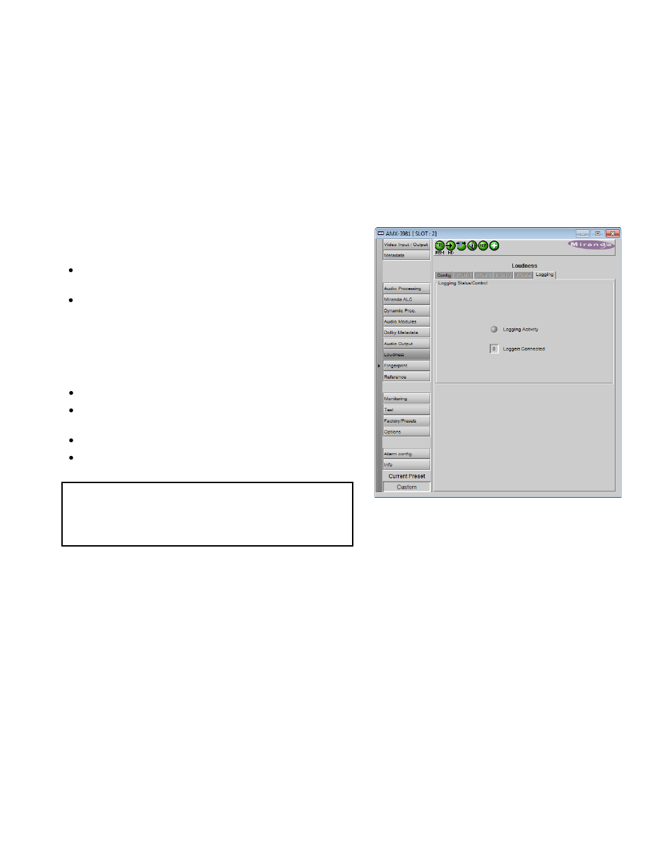 3 loudness | logging panel | Grass Valley AMX-3981 2014 User Manual | Page 57 / 118