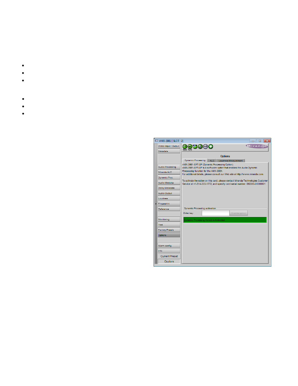 16 options panel, 1 dynamic processing option | Grass Valley AMX-3981 2014 User Manual | Page 70 / 118