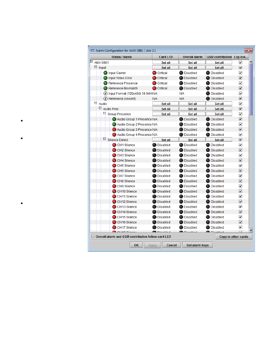 17 alarm config panel | Grass Valley AMX-3981 2014 User Manual | Page 72 / 118