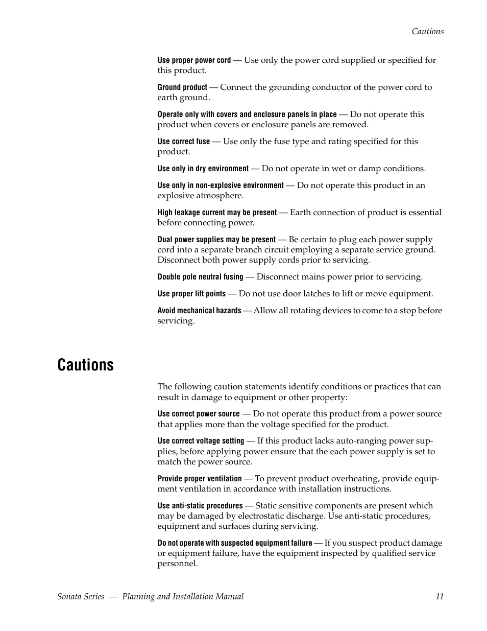 Cautions | Grass Valley Sonata Series MADI 2010 User Manual | Page 11 / 68